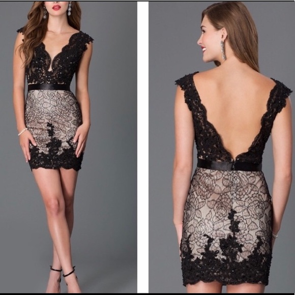 Alyce Paris Dresses & Skirts - Alyce Paris Black and Nude Lace Dress